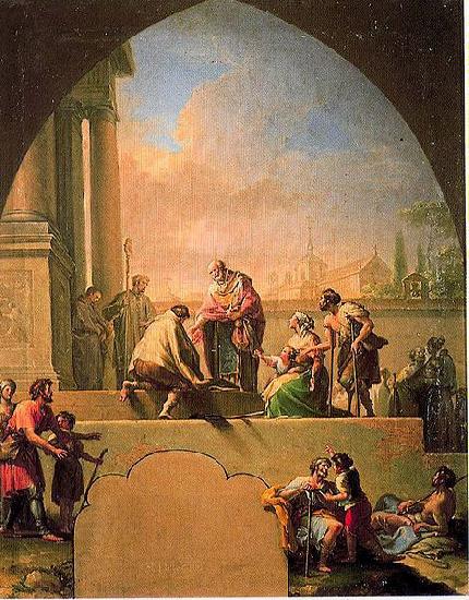 Francisco Bayeu Charity of Saint Elladius of Toledo, oil painting by Francisco Bayeu. Cathedral of Toledo cloister oil painting picture